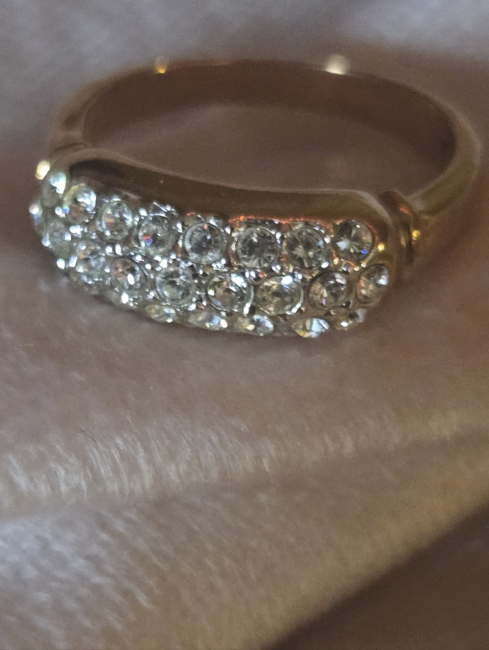 Gold Tone Crystal Pave Ring